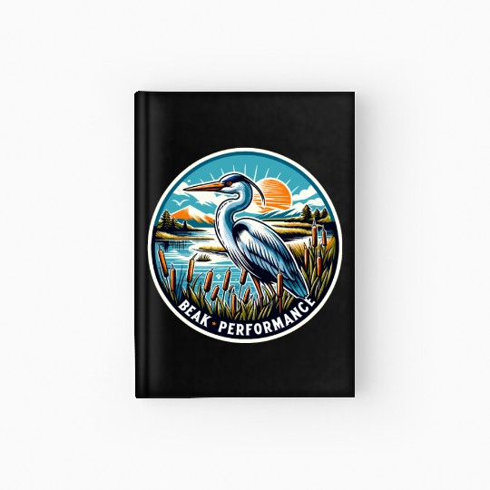 Great Blue Heron Beak Performance Retro Hardcover Journal