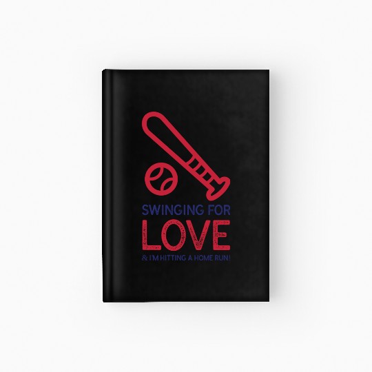 Swinging for love’ Baseball Valentines Day Hardcover Journal