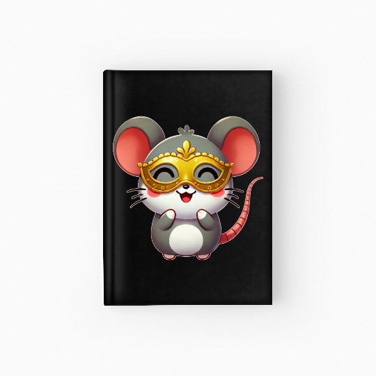 Cute Cartoon Mouse Mardi Gras Carnival Hardcover Journal