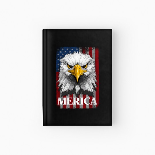 American Flag Patriotic Eagle 4th of July Merica Hardcover Journal