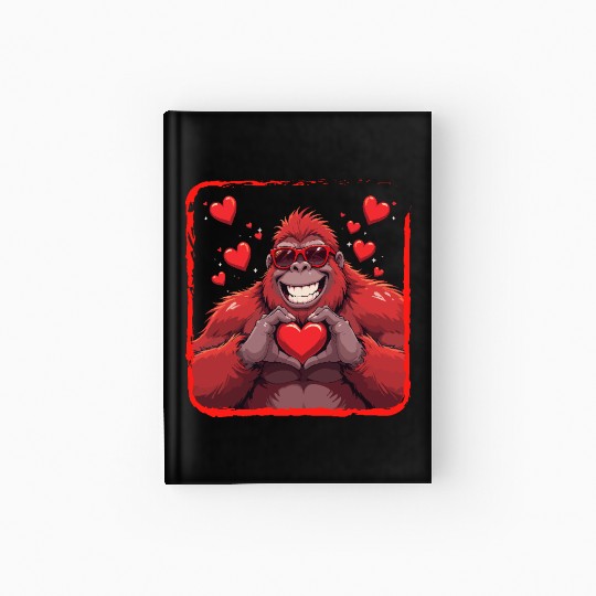 Heart Valentines Day Bigfoot Design Boys Kids Hardcover Journal