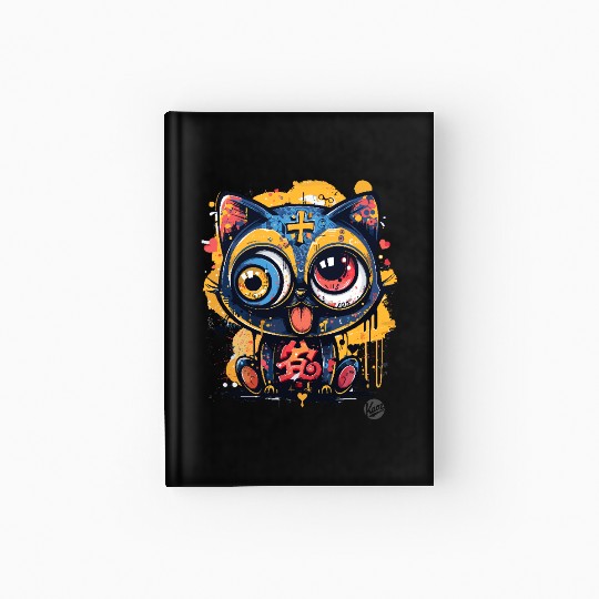 Psycho Lucky Cat – Glitch Meow Madness Hardcover Journal