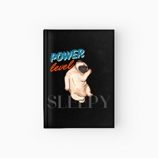 Sleepy Pug Dog black prints Hardcover Journal
