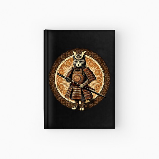 Japanese Samurai Cat Tattoo Kawaii Cat Art Anime Hardcover Journal