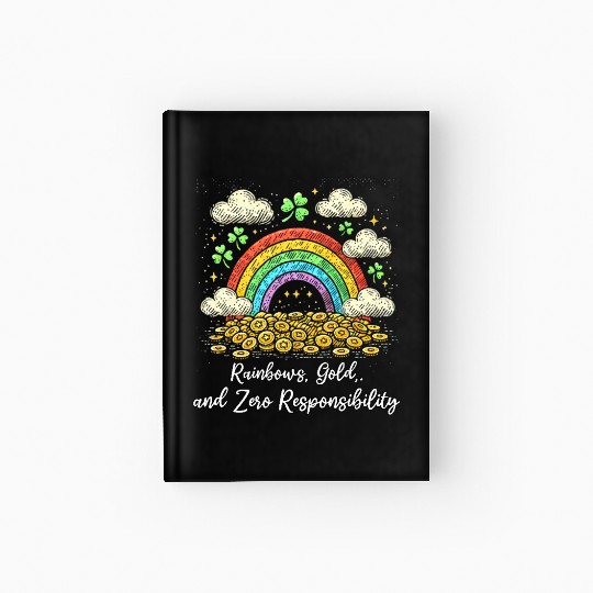 Lucky Rainbow and Gold Design Hardcover Journal