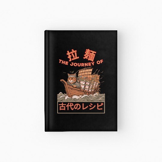 Samurai Cat with ramen Hardcover Journal