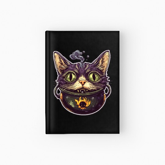 Cat Boiler Cat Witch Halloween Hardcover Journal