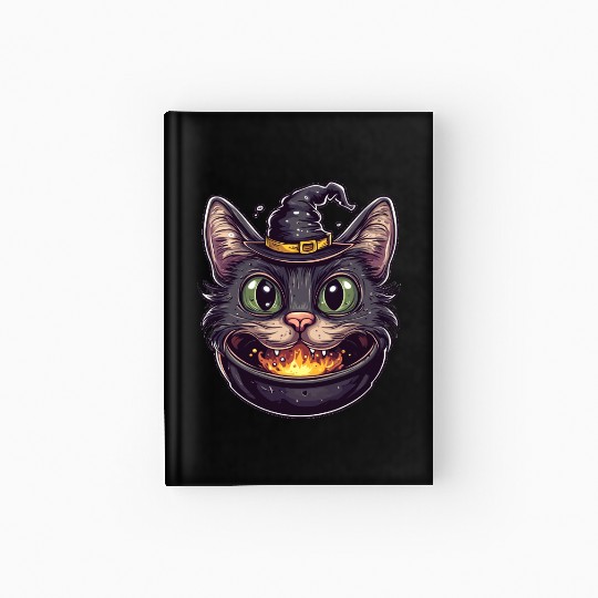 Cat Boiler Cat Witch Halloween Hardcover Journal