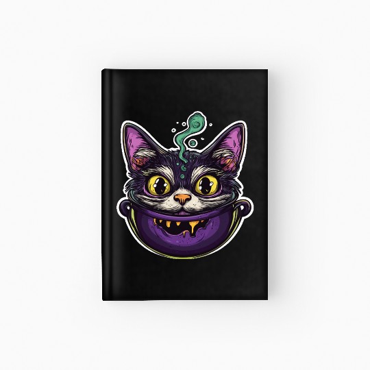 Cat Boiler Cat Witch Halloween Hardcover Journal