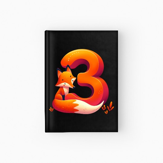 Creative Fox and Number 3 Kids Design Hardcover Journal