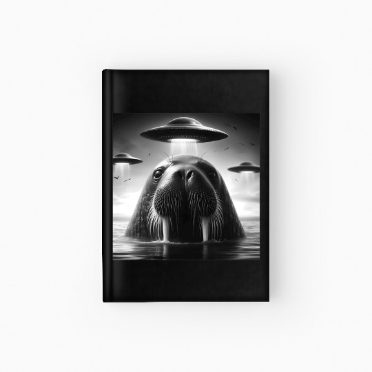 Walrus Sea lion Funny Graphic Selfie with UFOs Wei Hardcover Journal