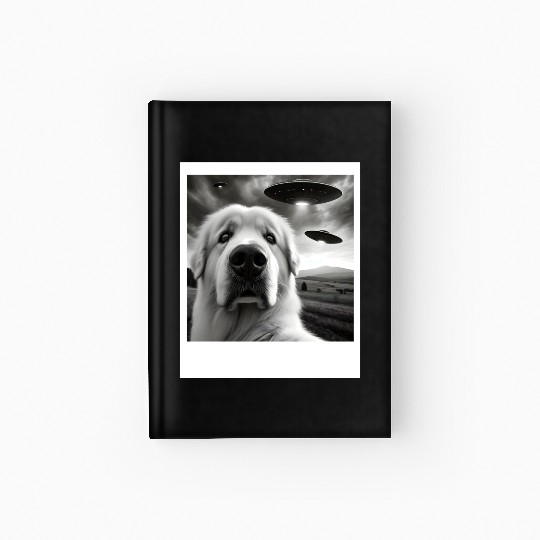 Great Pyrenees Funny Graphic Selfie with UFOs Weir Hardcover Journal