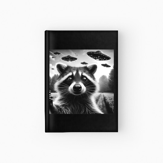 Racoon trash panda Funny Graphic Selfie UFOs Weir Hardcover Journal