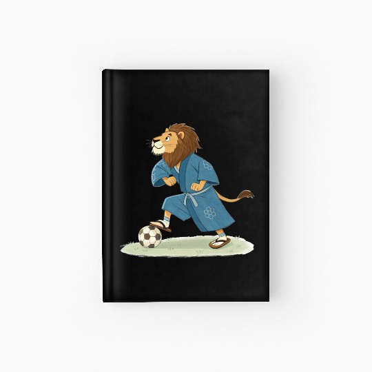 Lion playing soccer in karate kimono Hardcover Journal