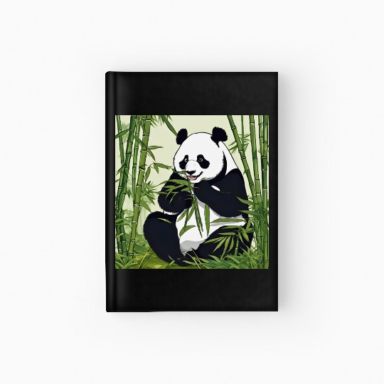 Chill Panda Eating Bamboo Cute Relaxed Design Hardcover Journal