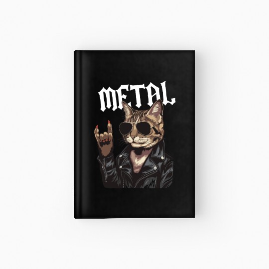 Heavy Metal Cat Rocker Death Metal Music Fan Gift Hardcover Journal
