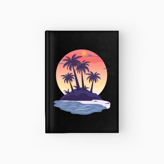 Tropical Island with Palm Trees nature Hardcover Journal