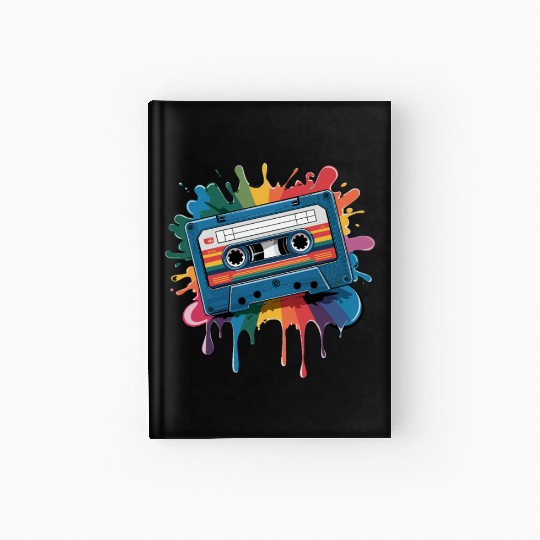 80s Retro Cassette Splash Classic Cassette Tape Hardcover Journal