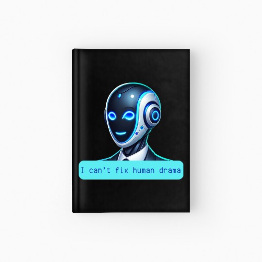 I Can't Fix Human Drama Funny AI Robot Design Hardcover Journal