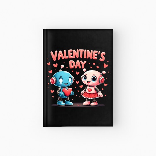 Valentines Day Robot Love Hardcover Journal
