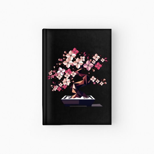 Geometric cherry blossom bonsai Hardcover Journal