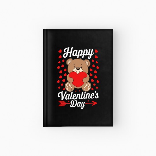 Funny Teddy Bear Holding Heart Love Happy Valentin Hardcover Journal