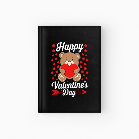 Funny Teddy Bear Holding Heart Love Happy Valentin Hardcover Journal