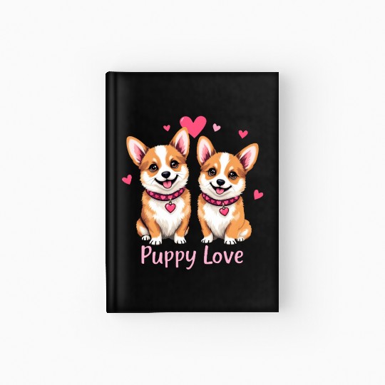 Valentines Day - Puppy Love Corgi dog Hardcover Journal