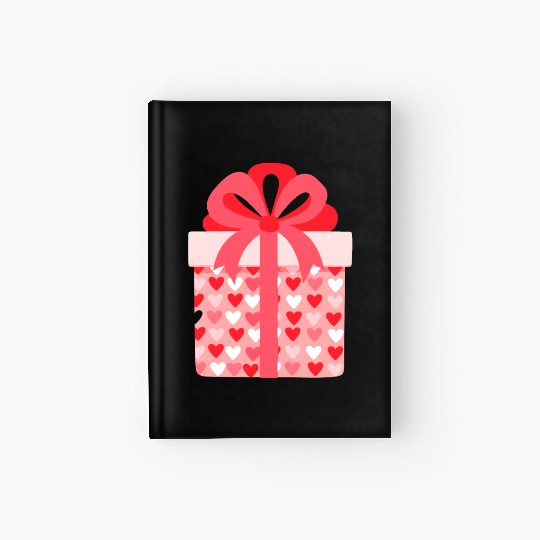 Hearts Gift Box Pattern Design Hardcover Journal