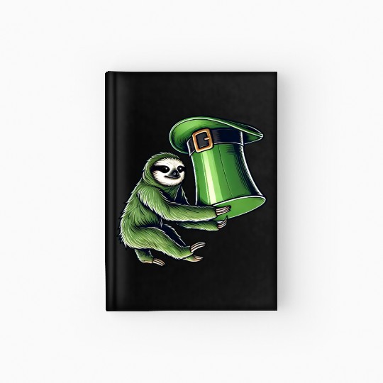 St. Patrick's Day Sloth Top Hat Green Hardcover Journal