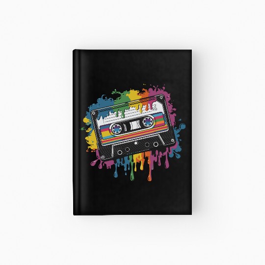 80s Retro Cassette Splash Classic Cassette Tape Hardcover Journal