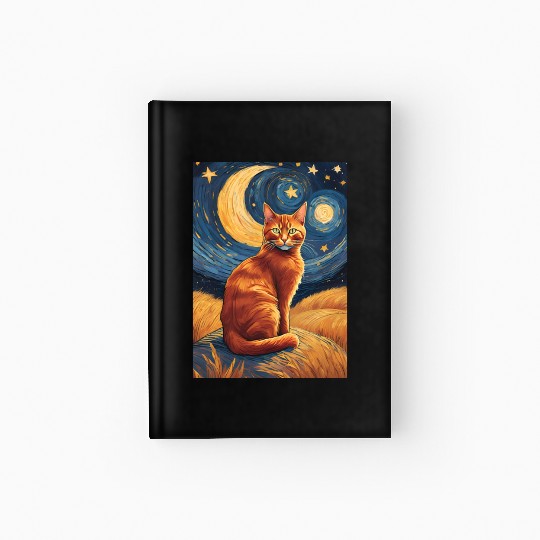 Cat painting red black cat Hardcover Journal