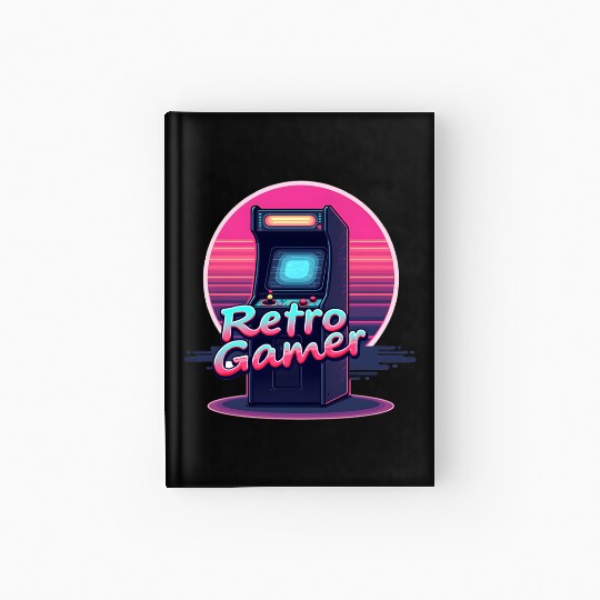 retro gamer in retro style oldschool gamer Hardcover Journal