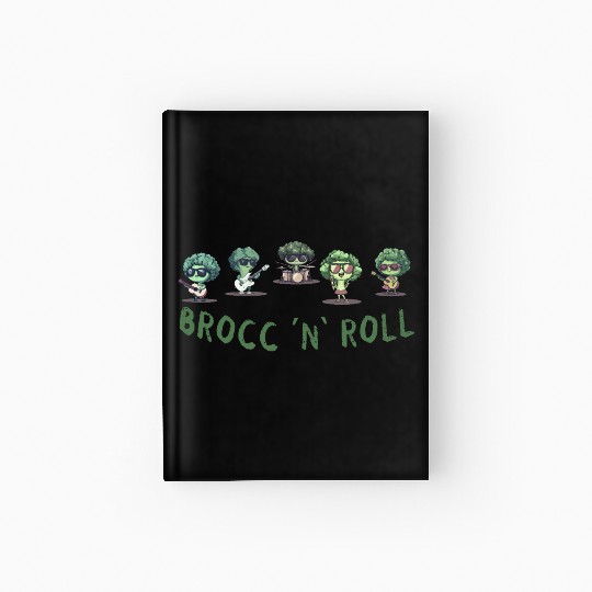Rock And Roll Broccoli Fun Guitar Rock Band Humor Hardcover Journal