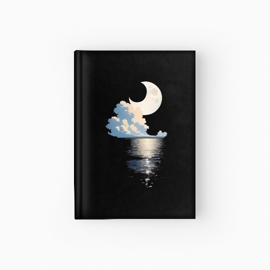 Full Moon Over sea Hardcover Journal