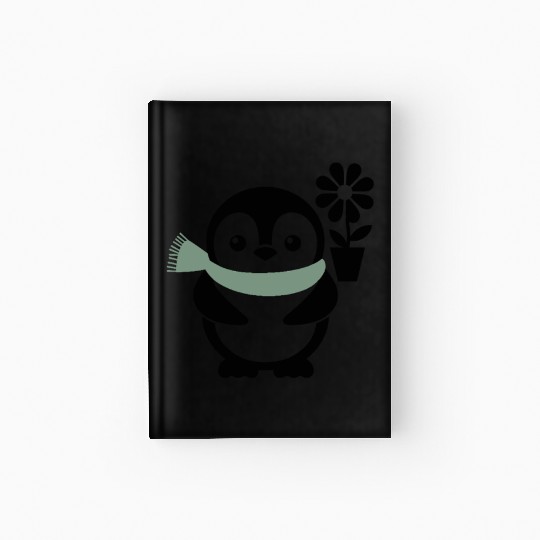 Cute Penguin with Gardener Garden Flower Hardcover Journal