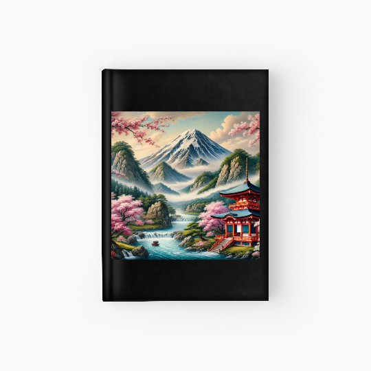Serene Mount Fuji Landscape Art Print - Japanese C Hardcover Journal