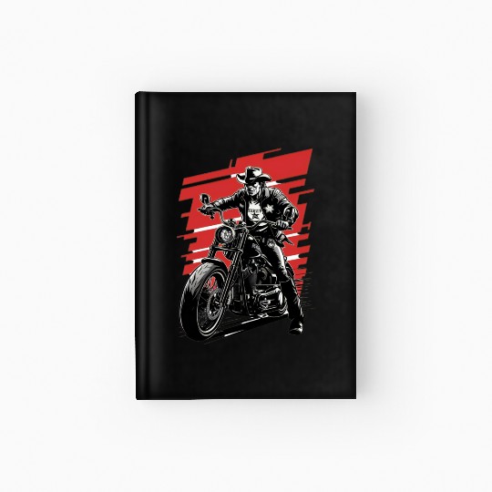 Sheriff Riding Motorcycle Illustration Hardcover Journal