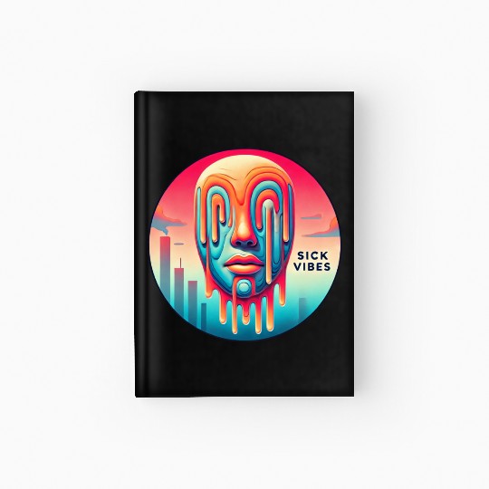 Surreal Melting Face Psychedelic Art - Sick Vibes Hardcover Journal