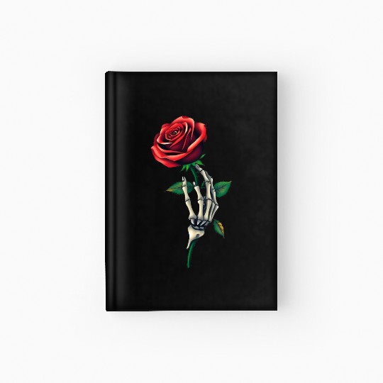 Skeleton Hand Holding a Rose: Beauty in the Dark Hardcover Journal