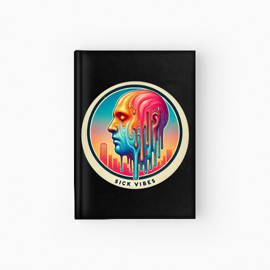 Psychedelic Melting Face Vibrant Trippy Sick Vibes Hardcover Journal