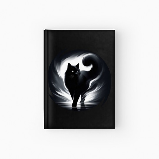 Mysterious and Elegant Black Cat Walking in Light Hardcover Journal