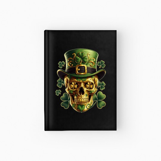 St Patricks Day Sugar Skull Shamrock Irish Mexican Hardcover Journal
