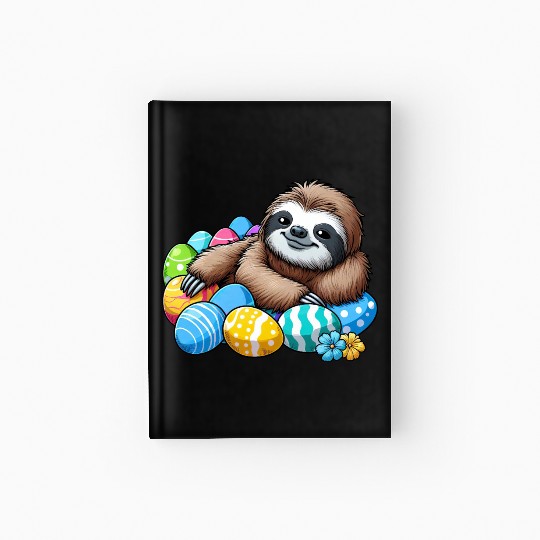 Cute Sloth Easter Egg Cartoon Chilling Hardcover Journal