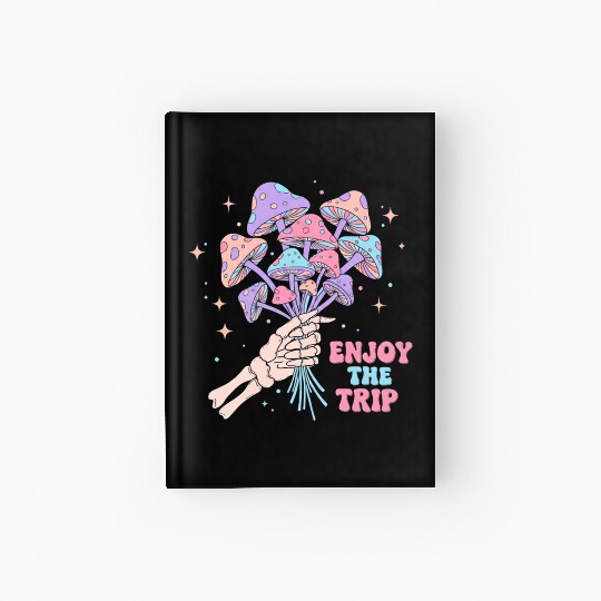Psychedelic Mushrooms with Skeleton Hand Hardcover Journal