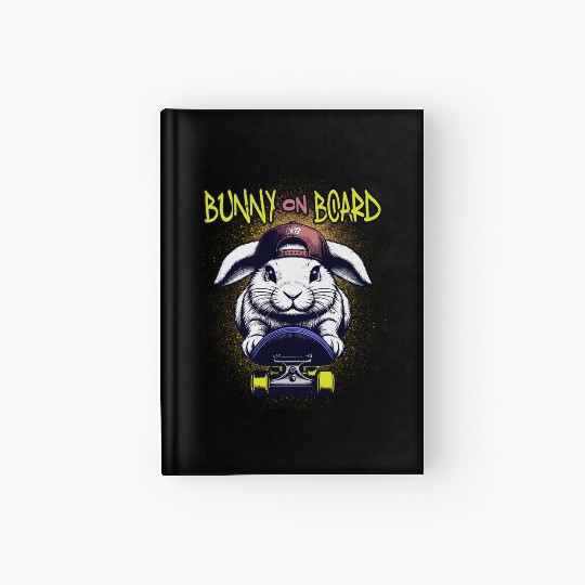 Bunny on Board Street Style Skateboarding Rabbit Hardcover Journal