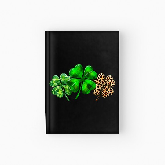 Plaid Shamrock Leopard Camouflage St Patricks Day Hardcover Journal
