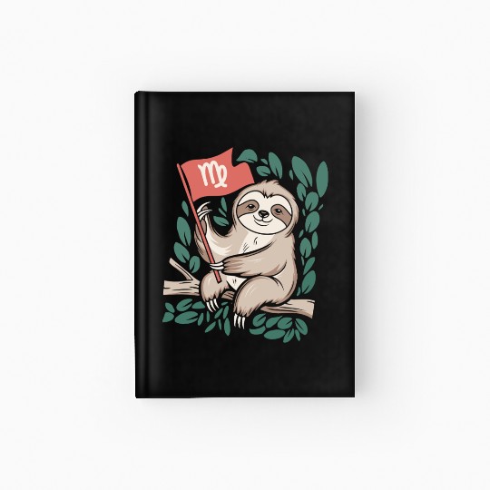 Charming Virgo Zodiac Sloth Embracing the Stars Hardcover Journal
