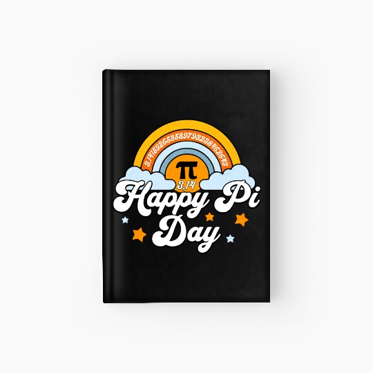Happy Pi Day Retro Rainbow with Stars Hardcover Journal