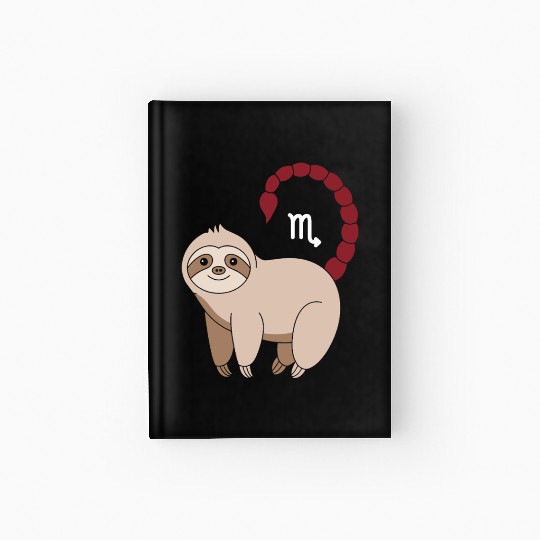 Scorpio Zodiac Sloth with Scorpio Sign Tail Hardcover Journal